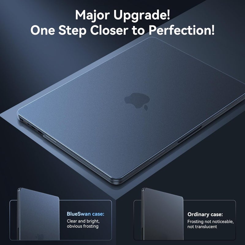 BlueSwan for MacBook Air 13 inch Case, M4 M3 M2 2026-2022 A3240 A3113 A2681, 100% Match Official Color, Scratch Resistant, Easy to Snap on, Air 13.6 Hard Shell Protective Laptop Cover, Midnight Clear - Image 2